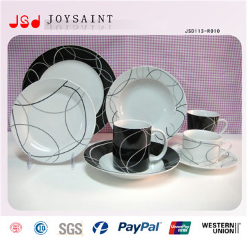 Nouveau design en céramique Set avec des assiettes rondes Dishs Cups